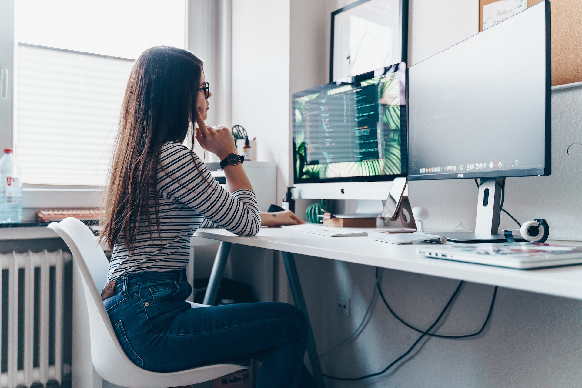 Woman looking at monitor