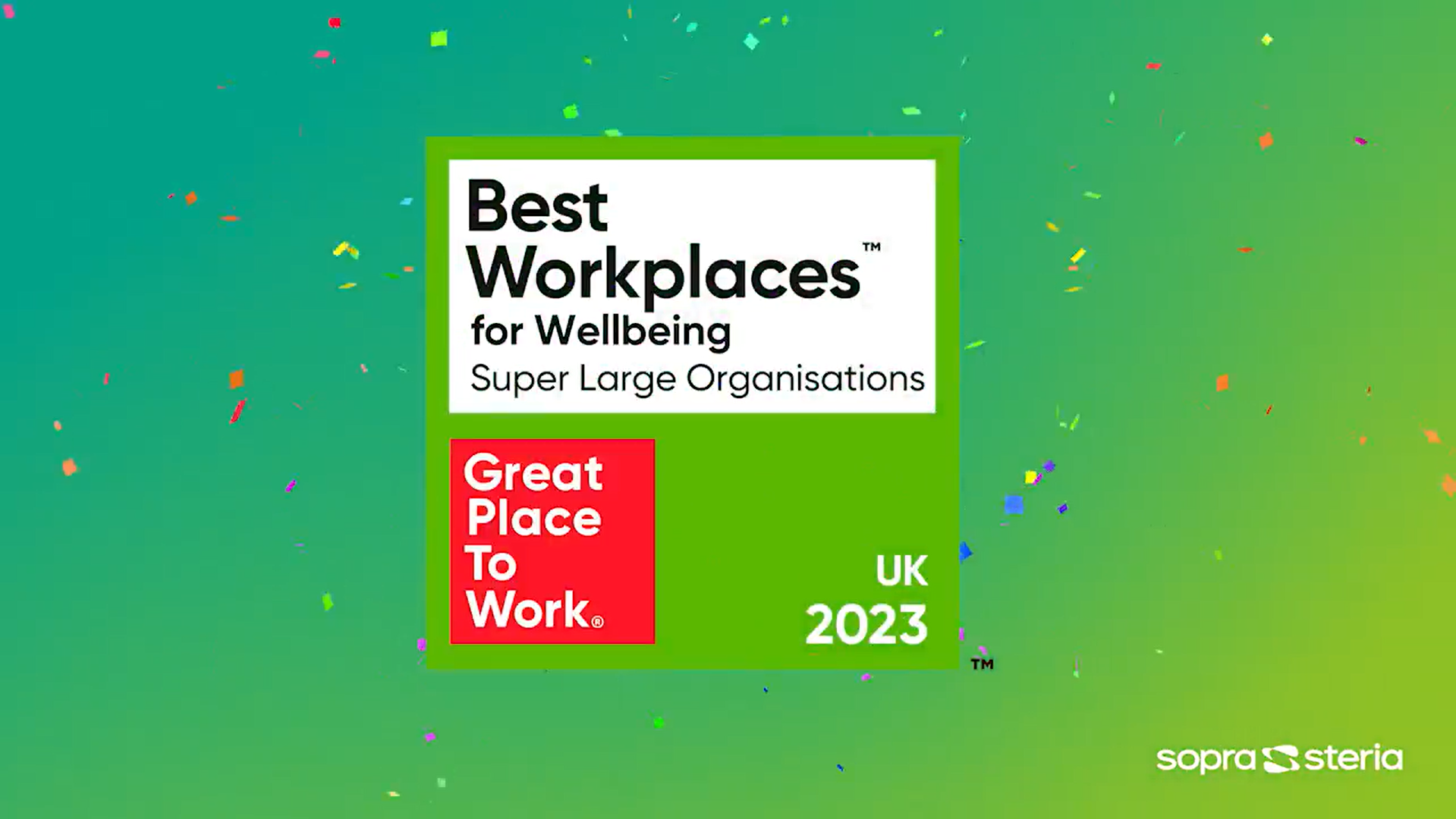 Best Workplaces for Wellbeing logo against a green gradient background