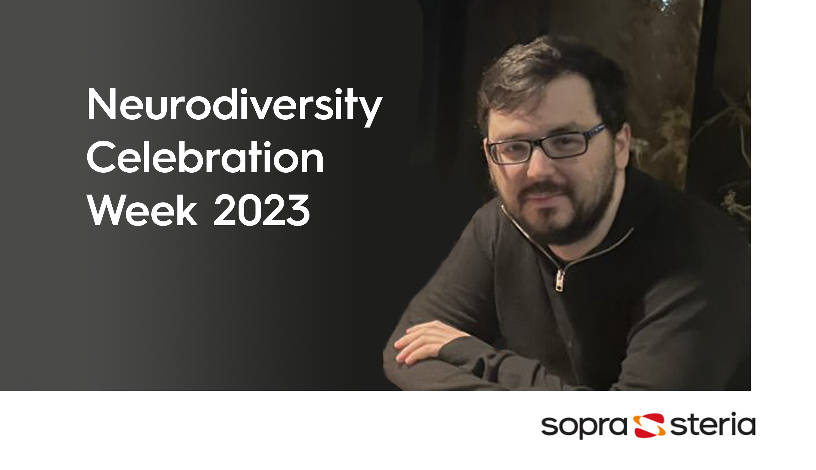 Photo of Matthew with the wording Neurodiversity Celebration Week 2023
