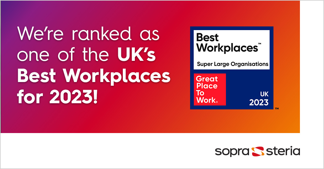 Image reads: We&#39;re one of the UK&#39;s Best Workplaces for 2023!