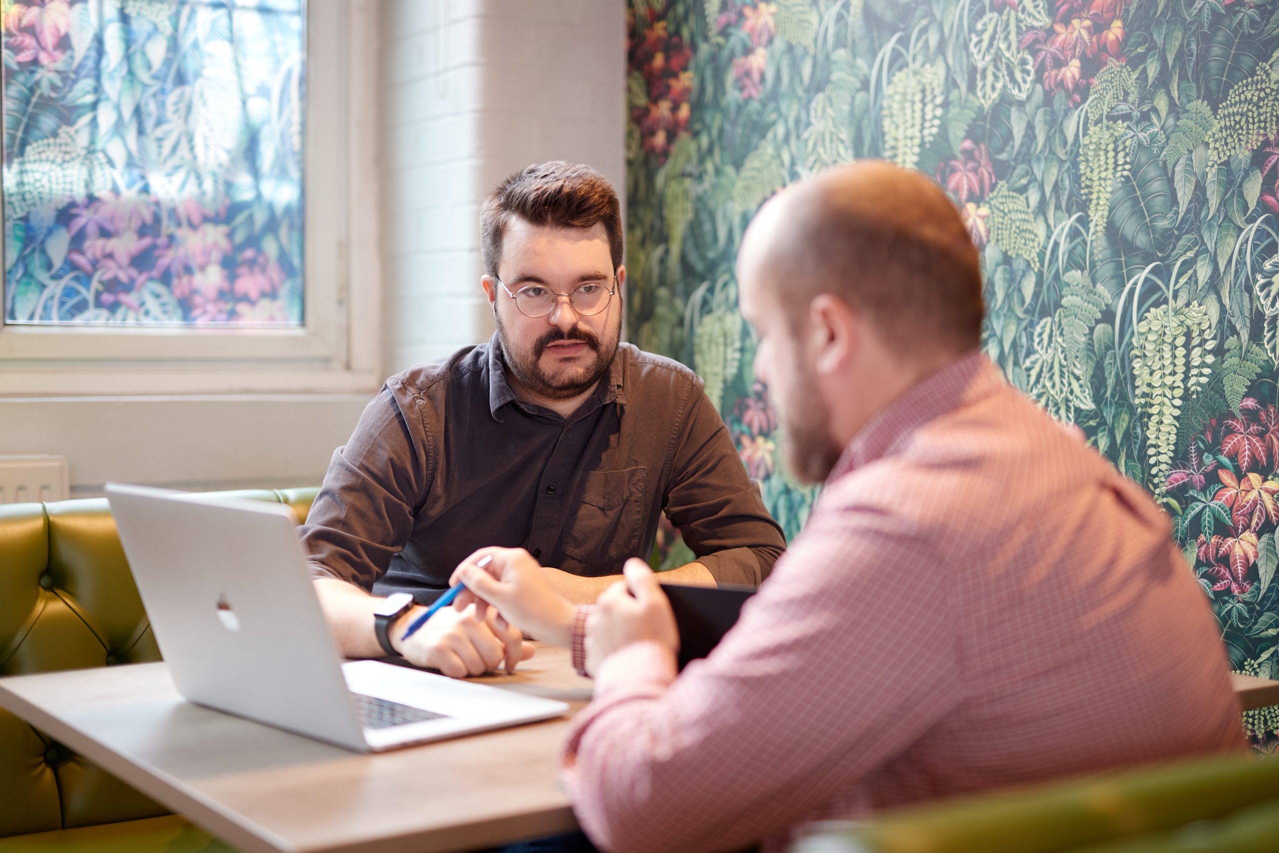 Two people having a meeting