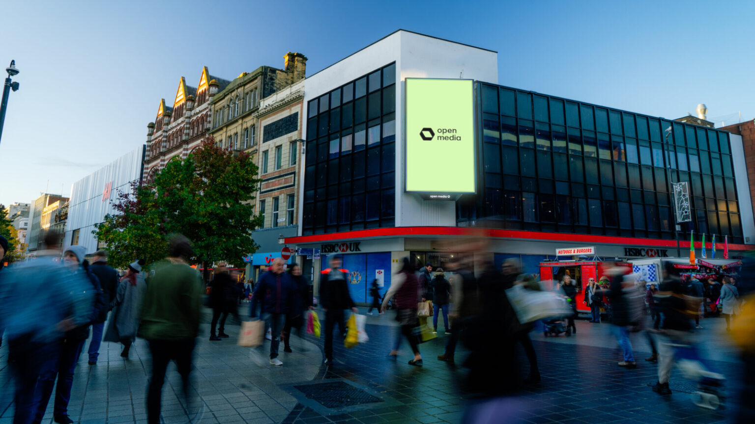 Open Media OOH screen in Liverpool One featuring new branding