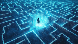 Hacker in the middle of a maze