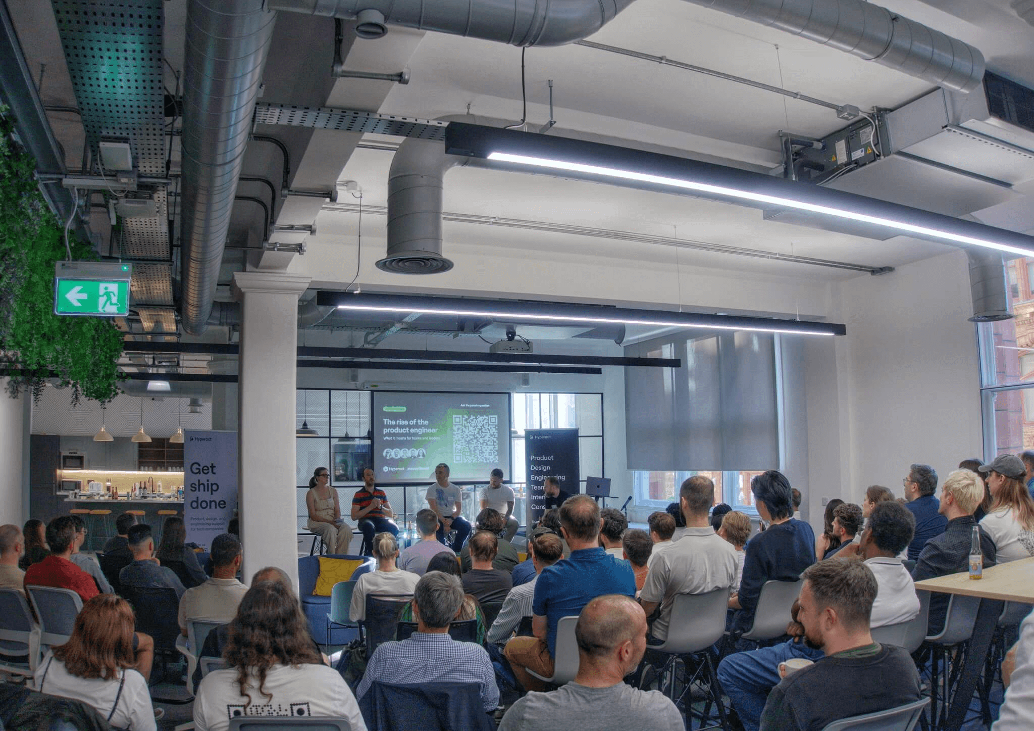 A room full of attendees at Hyperact&#39;s event: The rise of the product engineer: what it means for teams and leaders