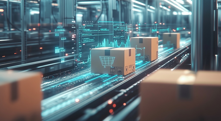 Boxes on a conveyor belt
