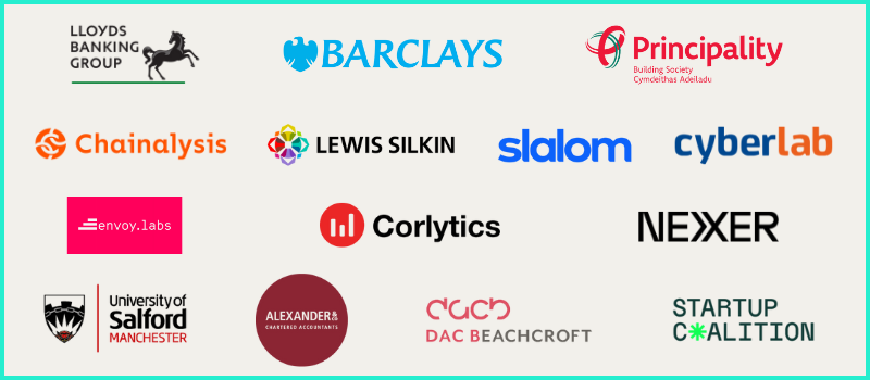 Lloyds Banking Group, Slalom, Principality, Envoy Labs, Nexer, Chainalysis, Corlytics, University of Salford, DAC Beachcroft