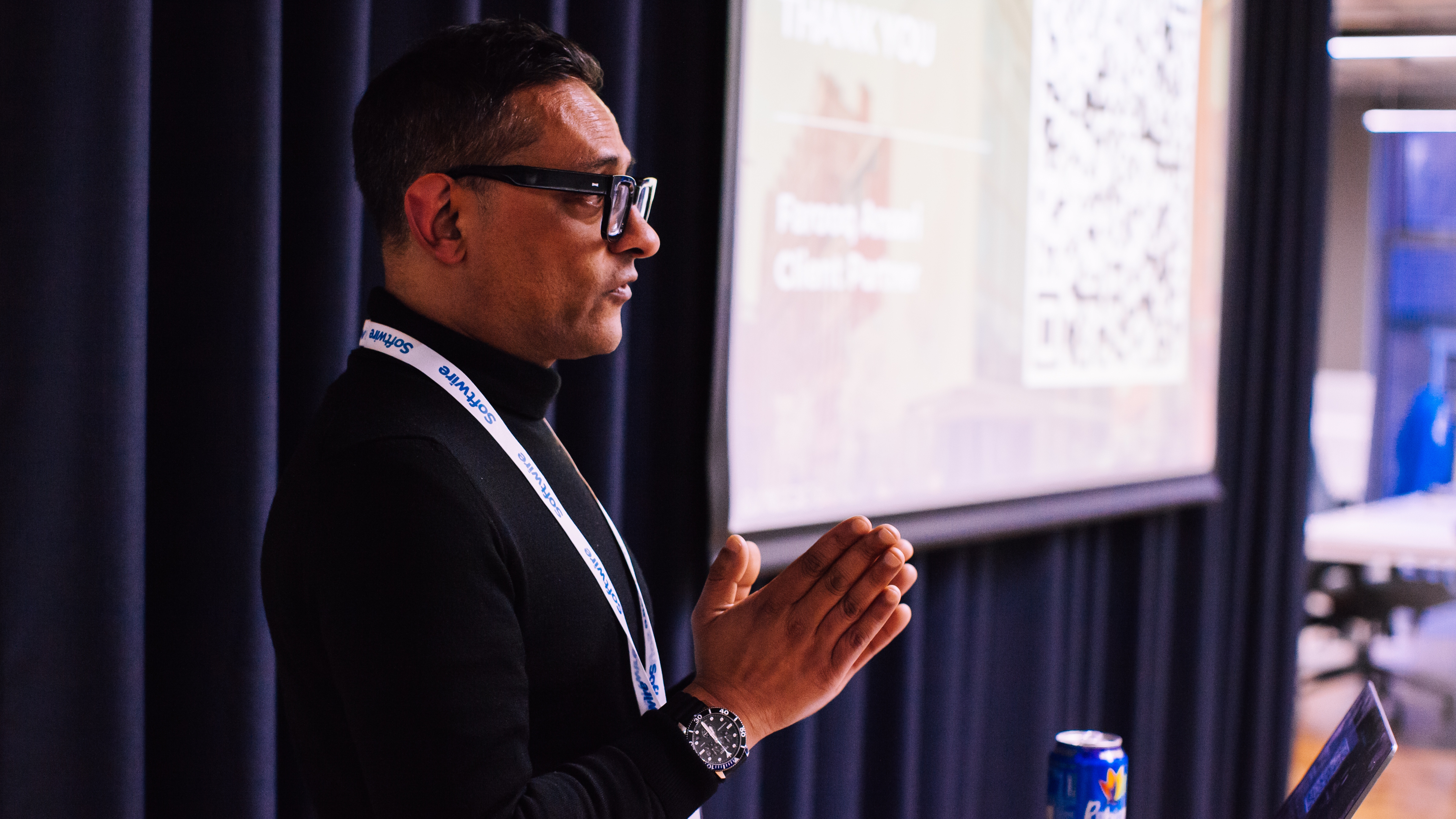 Person speaking at an event