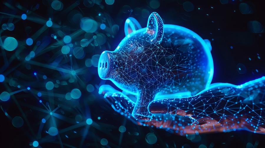 futuristic cyber piggybank