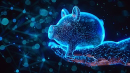 futuristic cyber piggybank