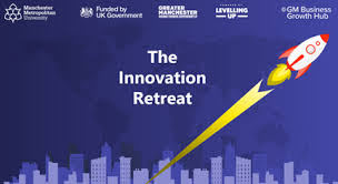 Innovation Retreat intro page with rocket
