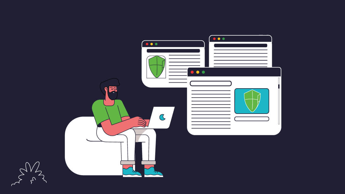 Illustration of Person by a Web Page