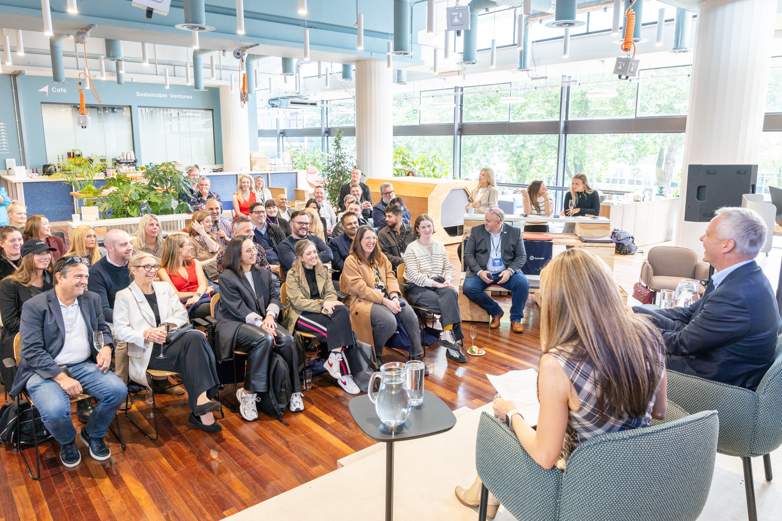 A lighthearted moment during the panel discussion