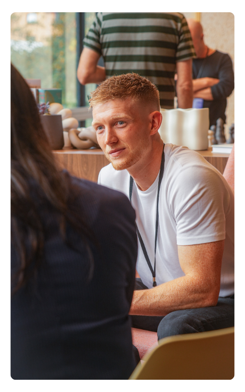 A man networks at a tech event