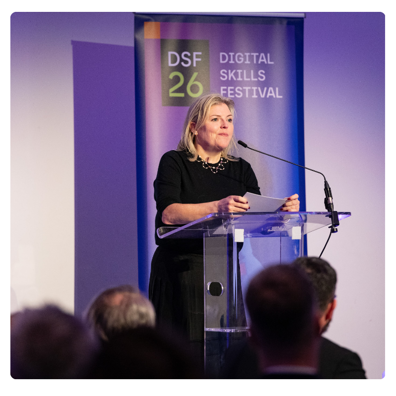 Katie Gallagher OBE speaking at Digital Skills Festival 26