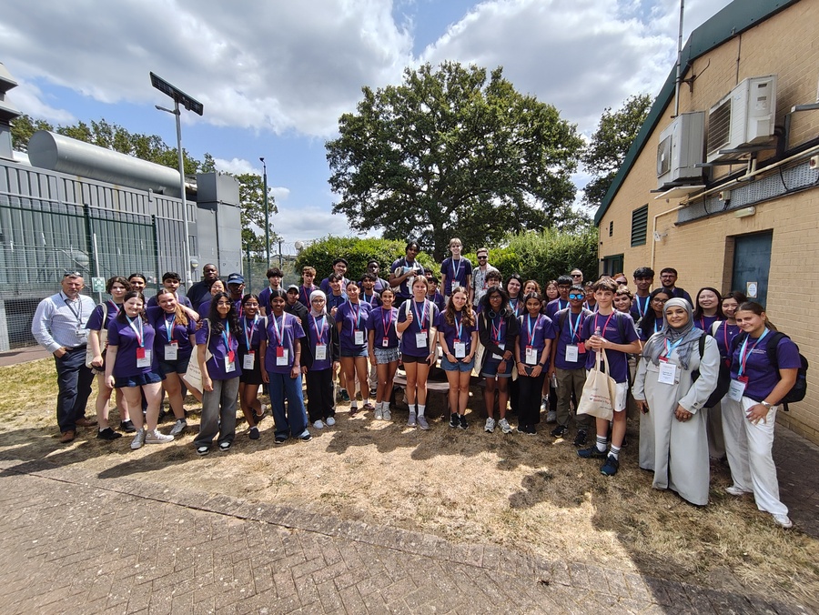 AI Summer School students with Mark Richards (Datum's Chief Financial Officer) outside Datum's FRN1 data centre in Farnborough