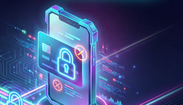 A glowing phone showing a padlocked payment card