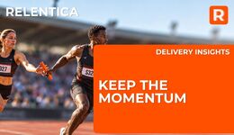 Relay runners handing over the baton to keep business momentum