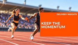 Relay runners handing over the baton to keep business momentum