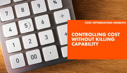 Relentica - Cost Optimisation - Controlling Costs without killing capability text of an image of a calculator keyboard
