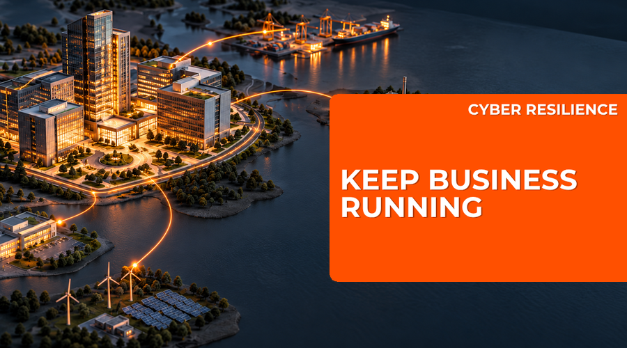 Connected business hub, port and energy infrastructure, illustrating critical service dependencies