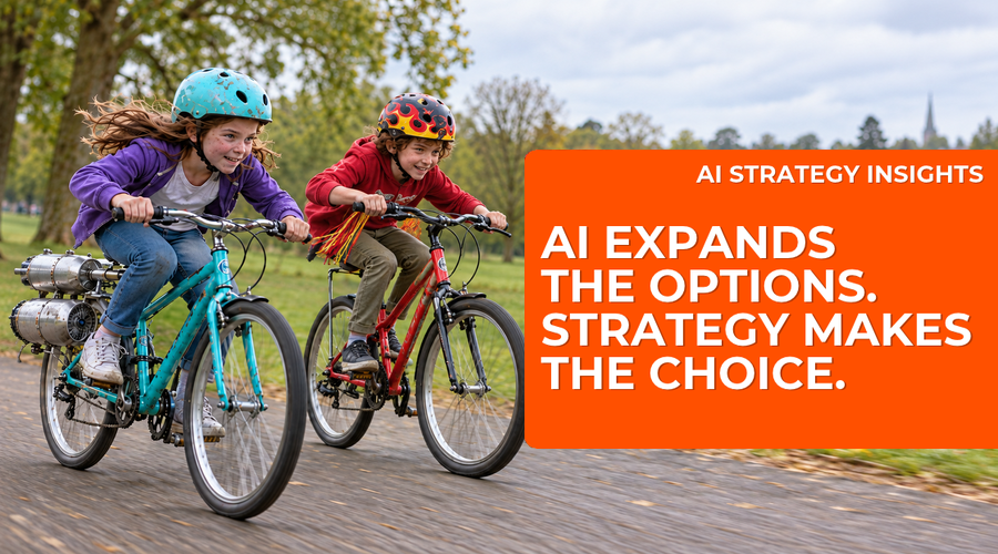 Two helmeted children cycling outdoors, illustrating expanded options and deliberate choices