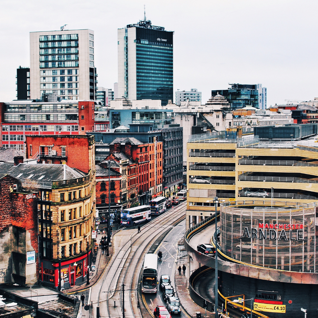 City scene of Manchester rooftop